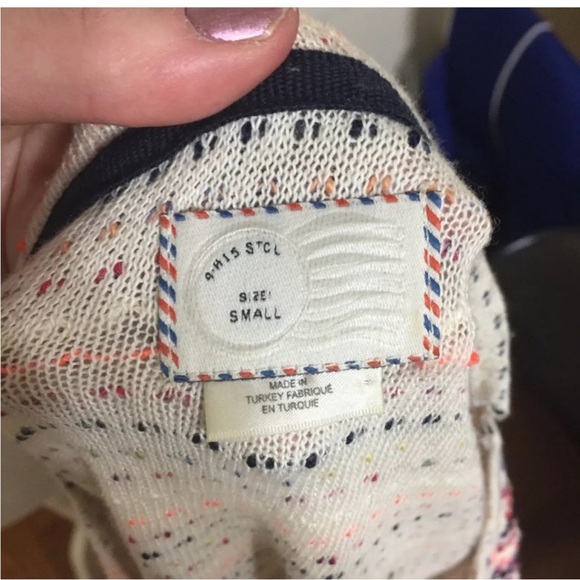 Anthropologie Postmark Malu Striped Cold Shoulder Sweater Small cotton - Picture 6 of 9